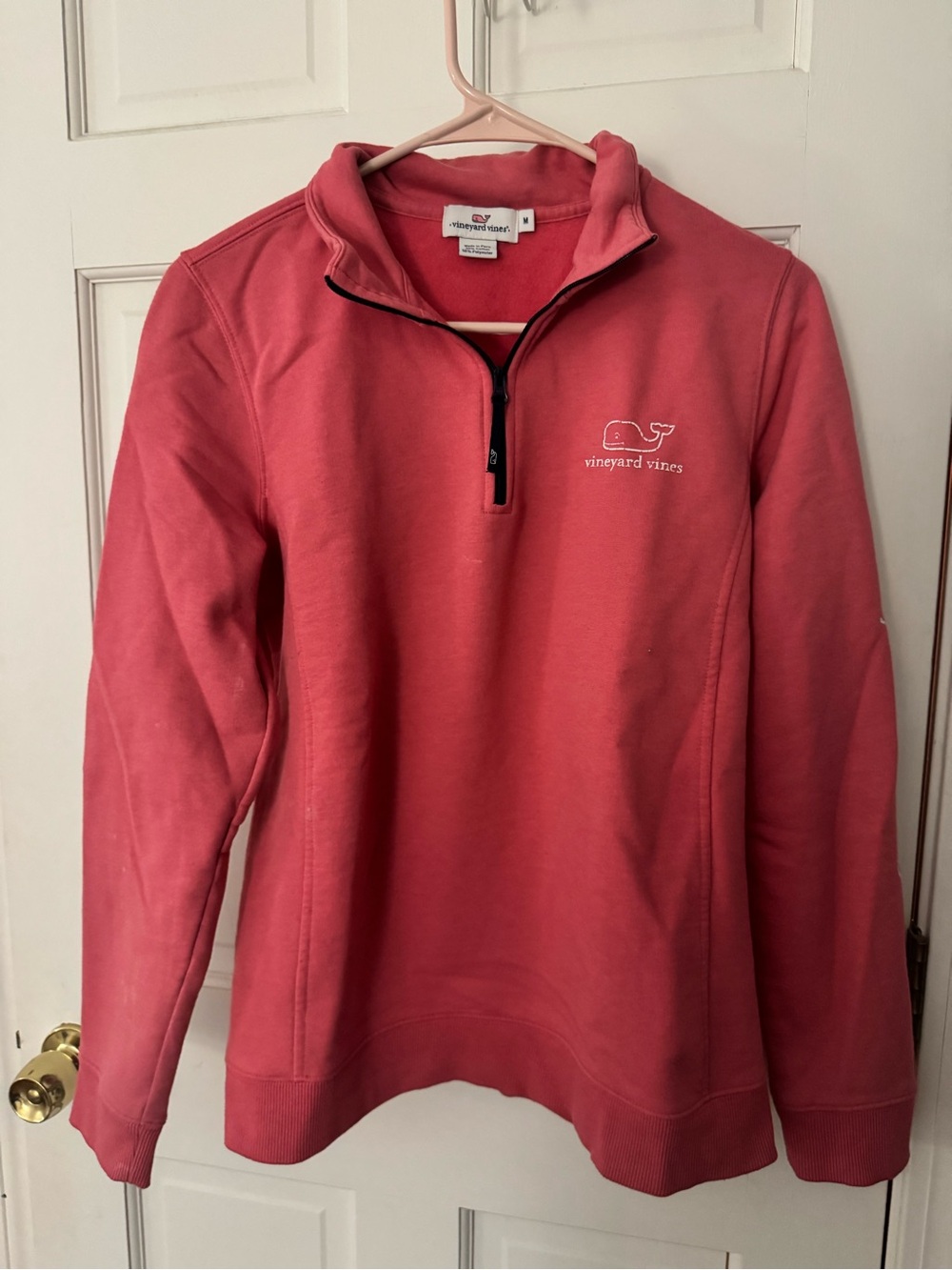Vineyard Vines Coral Pink 1/4 zip Pullover Sweatshirt